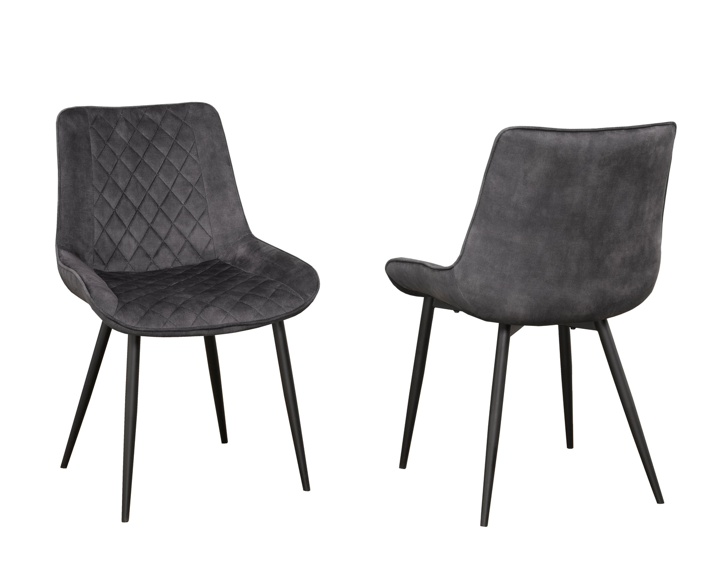 Fabian Modern Dark Grey Tufted Fabric Dining Chairs Set of 2