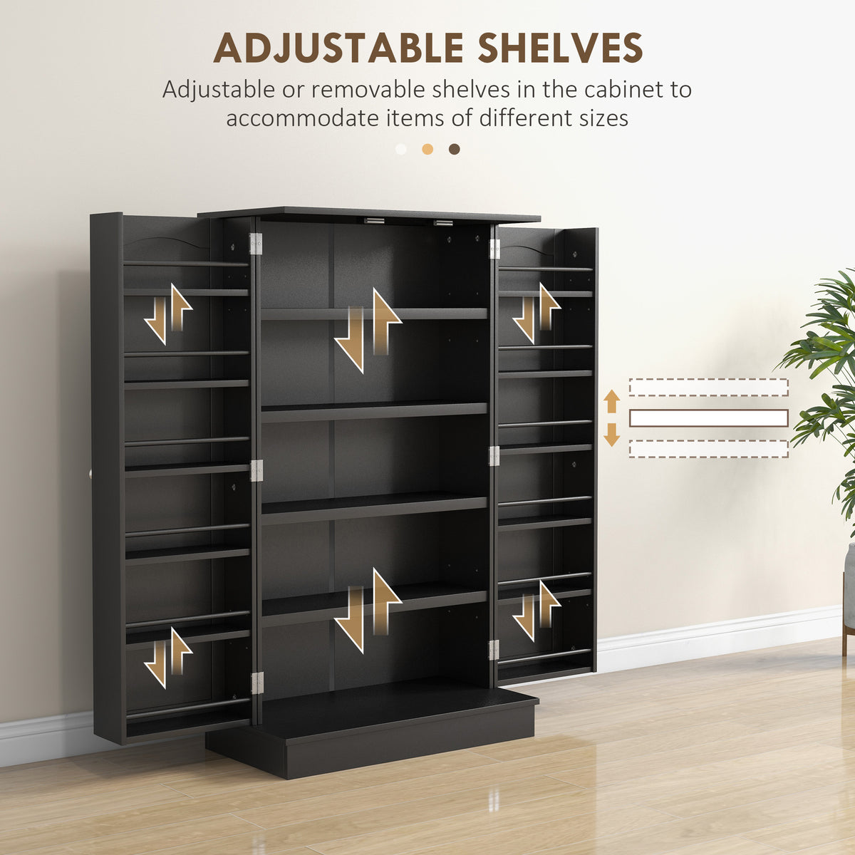 2-Door Kitchen Pantry Cabinet with 5-tier Shelving – 24"W x 41"H