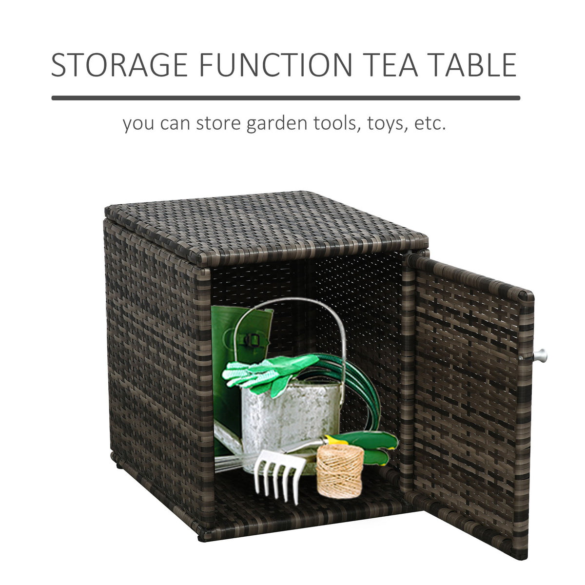 3 Pieces Wicker Patio Furniture Set, Rattan Bistro Set with Storage Coffee Table and Thickened Cushions, Outdoor Conversation Set for Garden, Porch, Balcony
