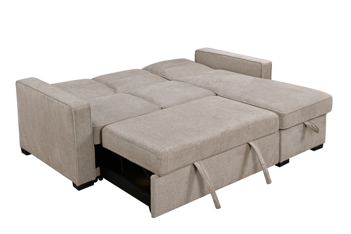 Upholstered Sectional Sleeper – Taupe