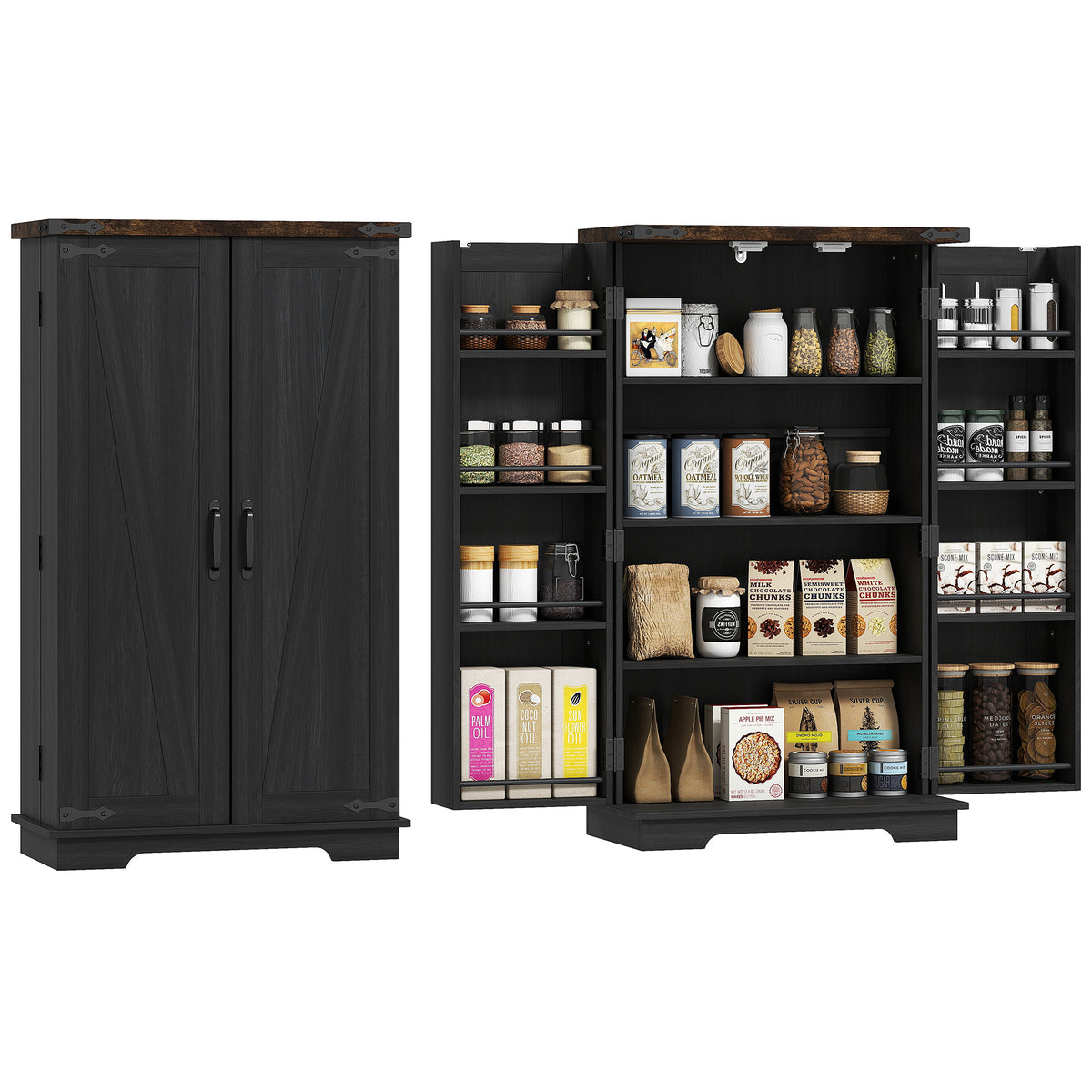 Kitchen Pantry Cabinet with Doors and Adjustable Shelves – 24"W x 41"H