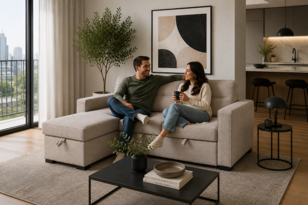 Brassex Sectional Sleeper Taupe Reversible Chaise