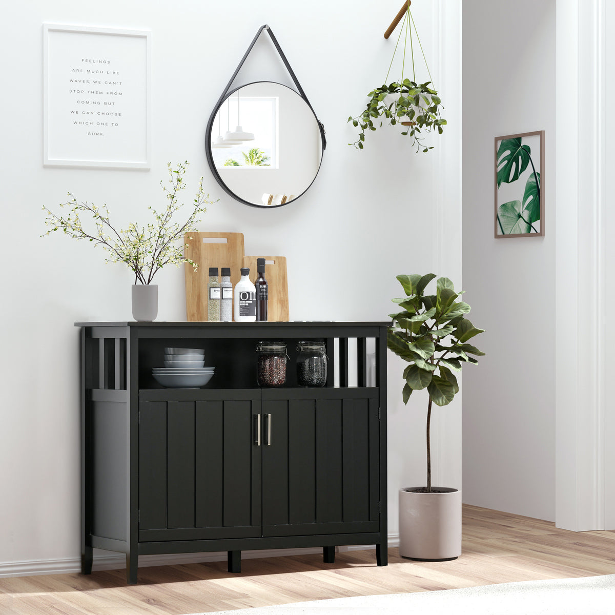 Sideboard Buffet Server with 2 Doors and Adjustable Shelves – 42"W x 36"H
