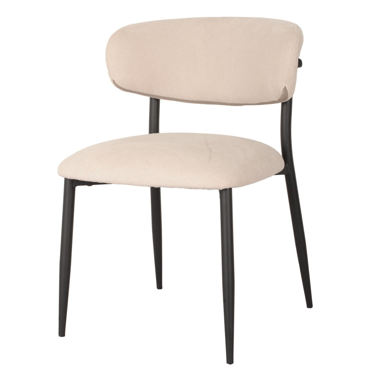 Modern Gianna Beige Fabric Dining Chairs Set of 2 with Metal Legs