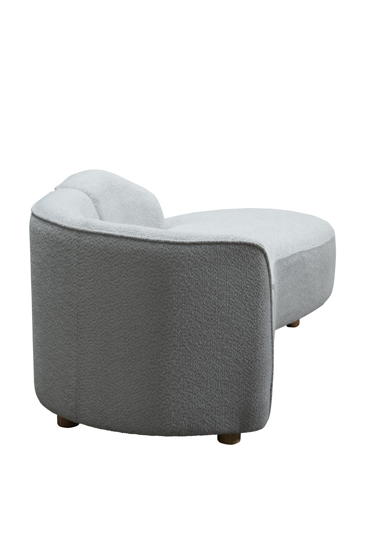 Sofia Beige Contemporary Curved Frame Sofa Chaise, Plush Polyester Fabric, Metal Legs