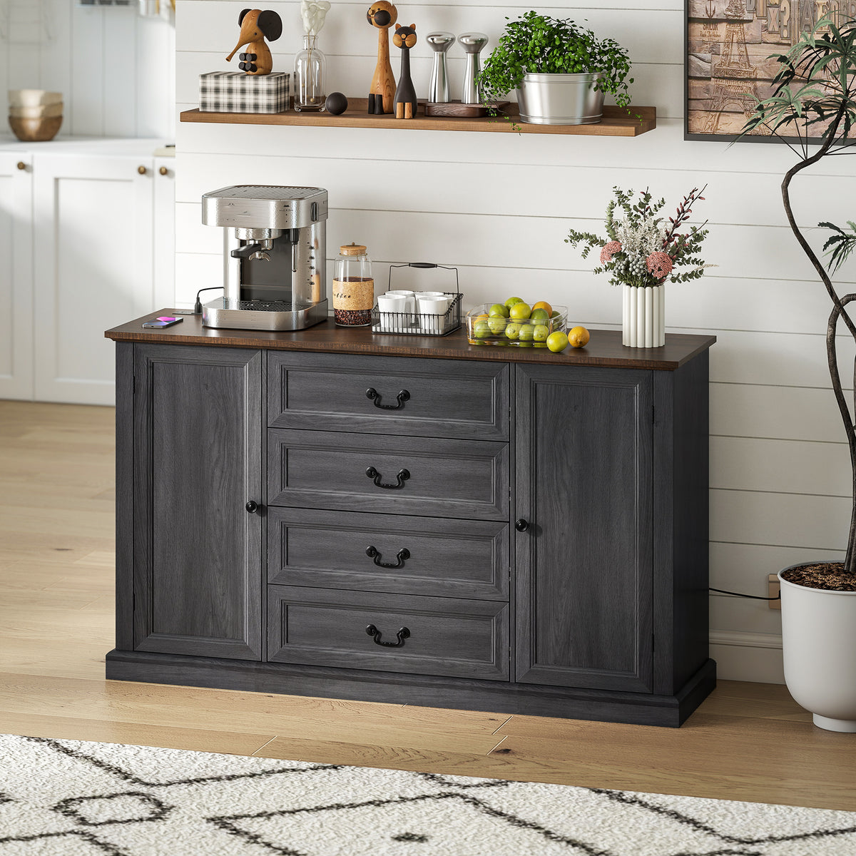 Farmhouse Sideboard with Charging Station – 58"W x 34"H