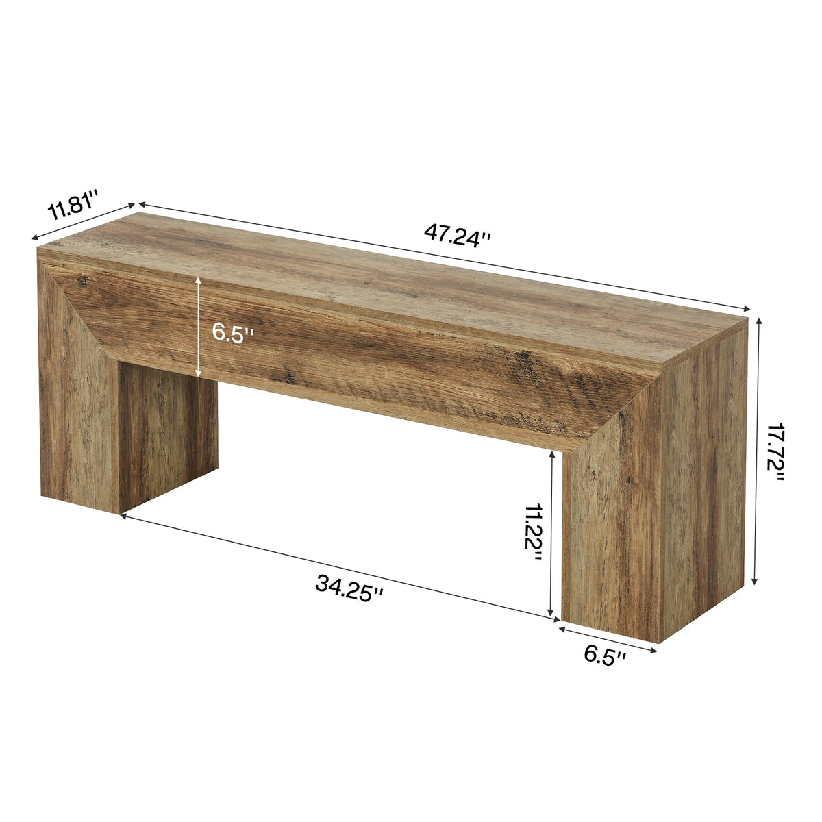 47" Entryway Bench, Farmhouse Dining Bench End of Bed Bench