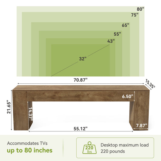 70.8" TV Stand, Low Entertainment Center TV Console for TVs Up to 80"