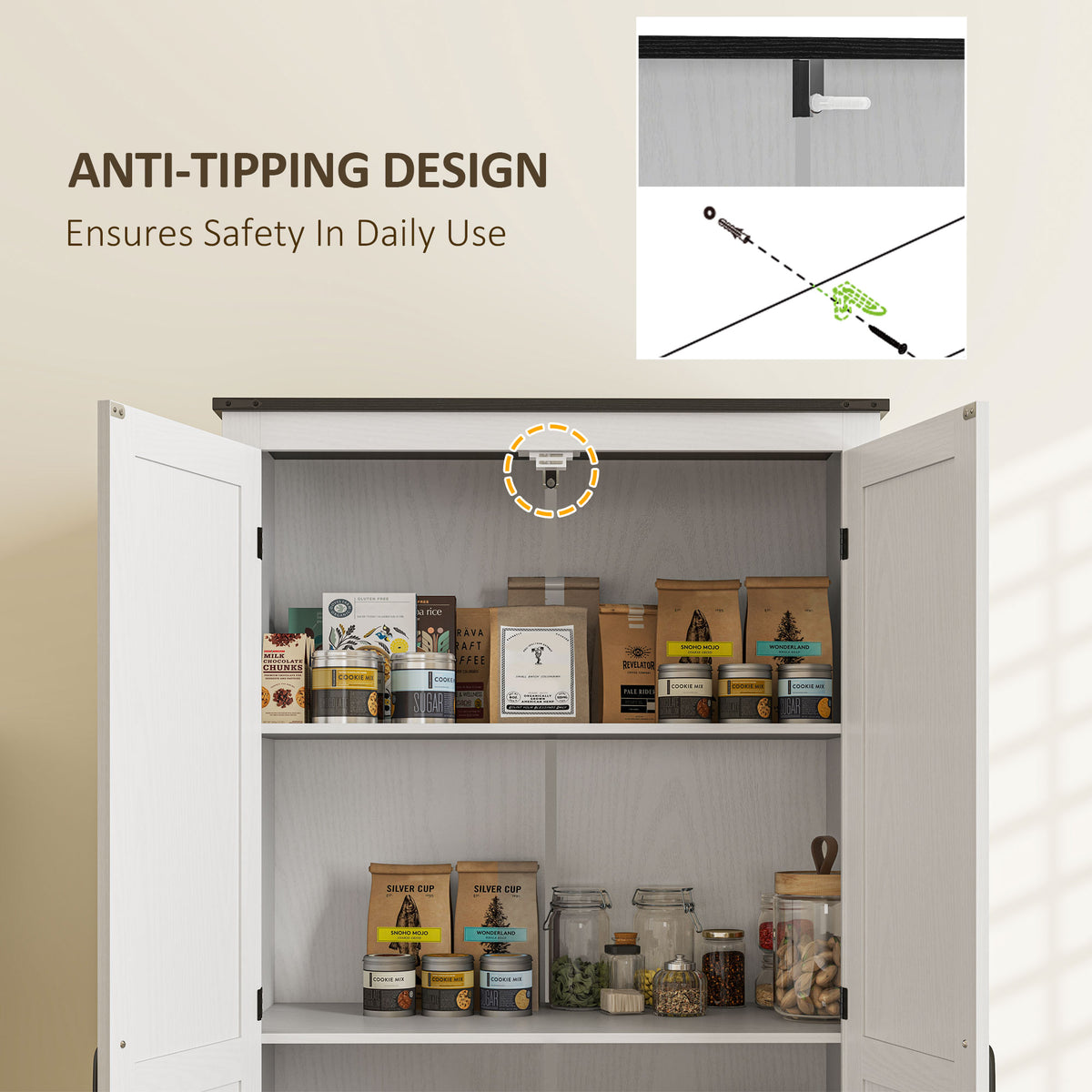 Farmhouse Pantry Cabinet with Adjustable Shelves – 31"W x 72"H