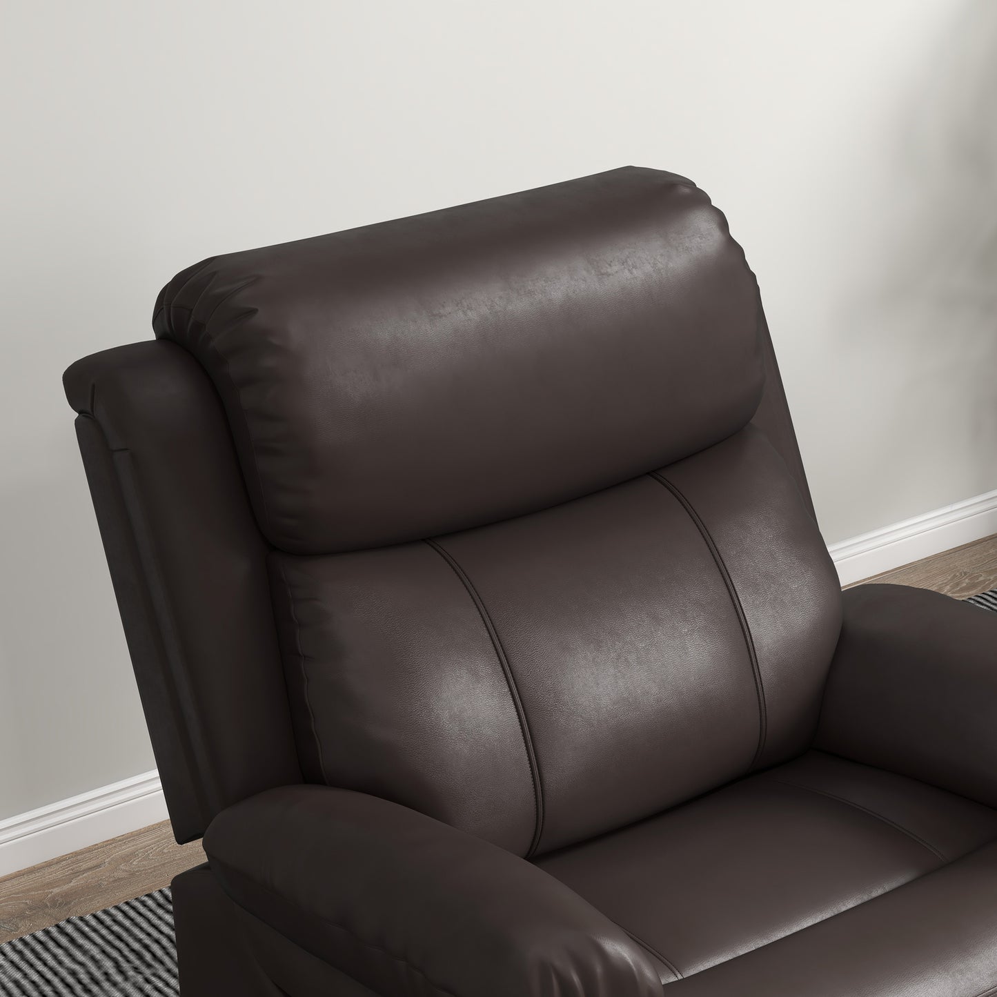 HOMCOM Brown PU Leather Massage Recliner Swivel Rocking Chair