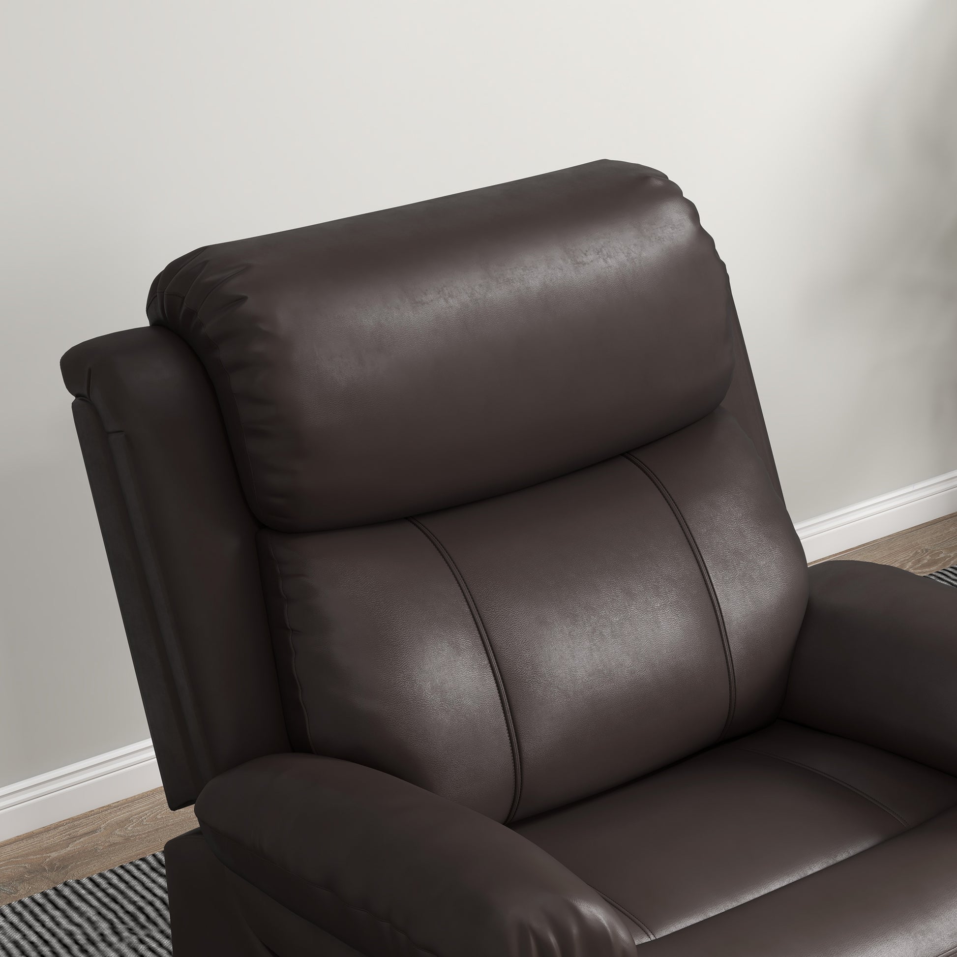 HOMCOM Brown PU Leather Massage Recliner Swivel Rocking Chair