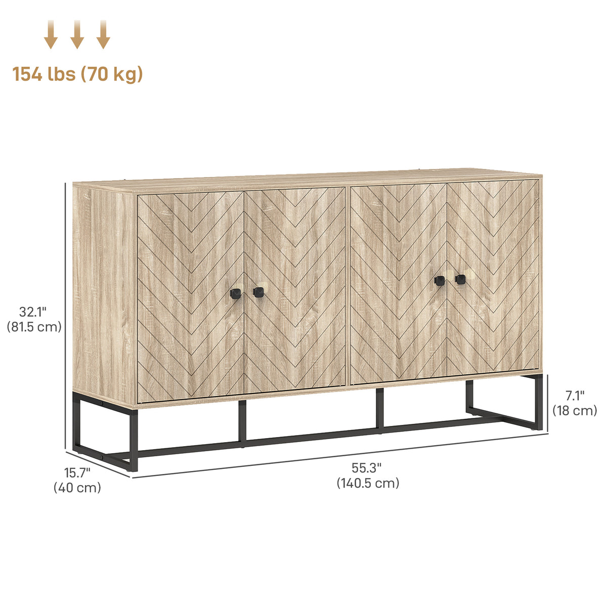 55" Sideboard Buffet with Chevron Doors