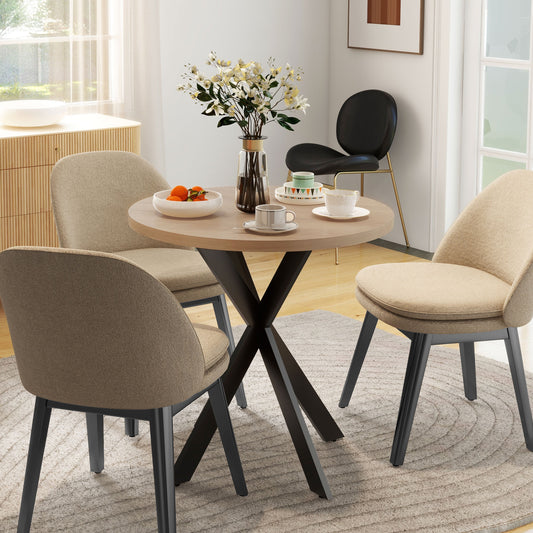 29" Dining Table, Contemporary Round Kitchen Table with Steel Legs