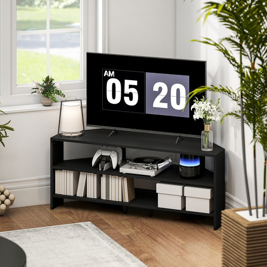 Corner TV Stand – Modern TV Table with 2 Open Shelves for 47 Inch TV – 43" Wide