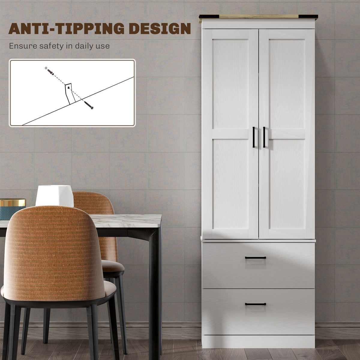 Kitchen Pantry Cabinet with Doors – 24"W x 67"H