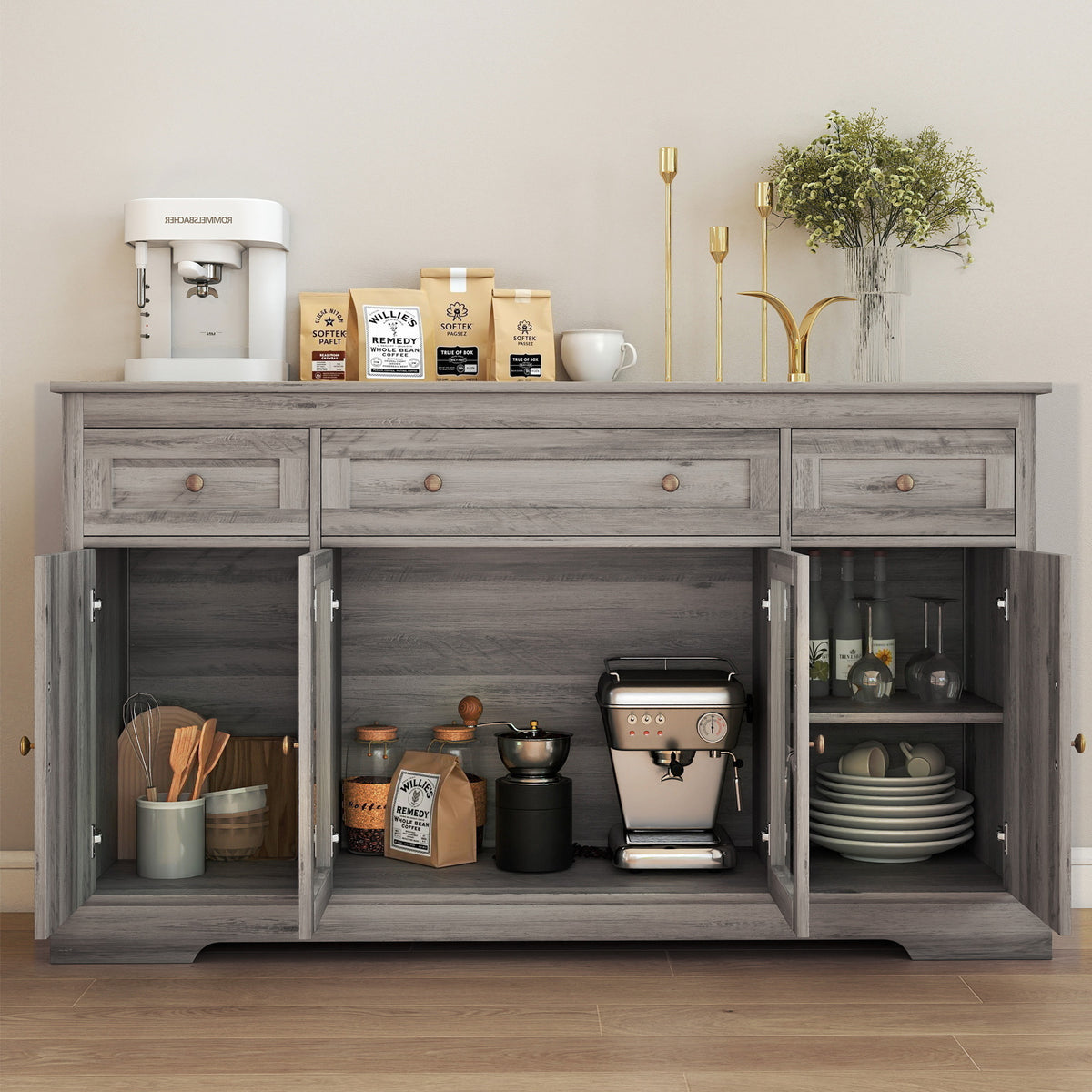 Sideboard Buffet Cabinet with Storage – 55"W x 32"H