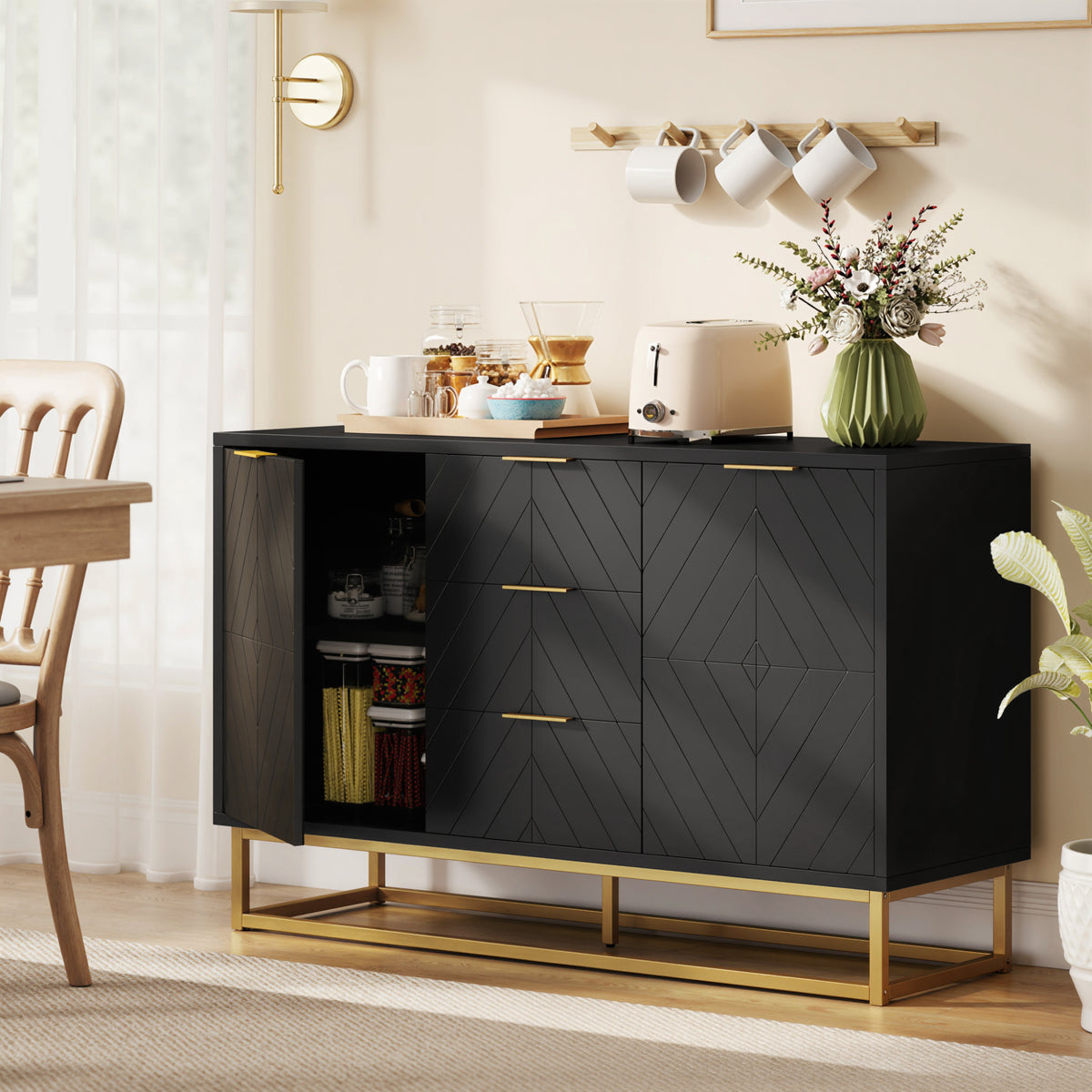 Sideboard Storage Cabinet with 3 Drawers – 47"W x 30"H