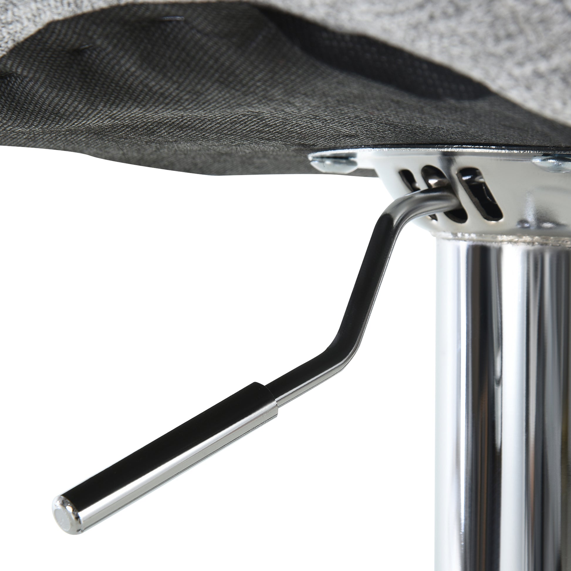 HOMCOM Two Grey Linen Adjustable Swivel Bar Stools with Footrest