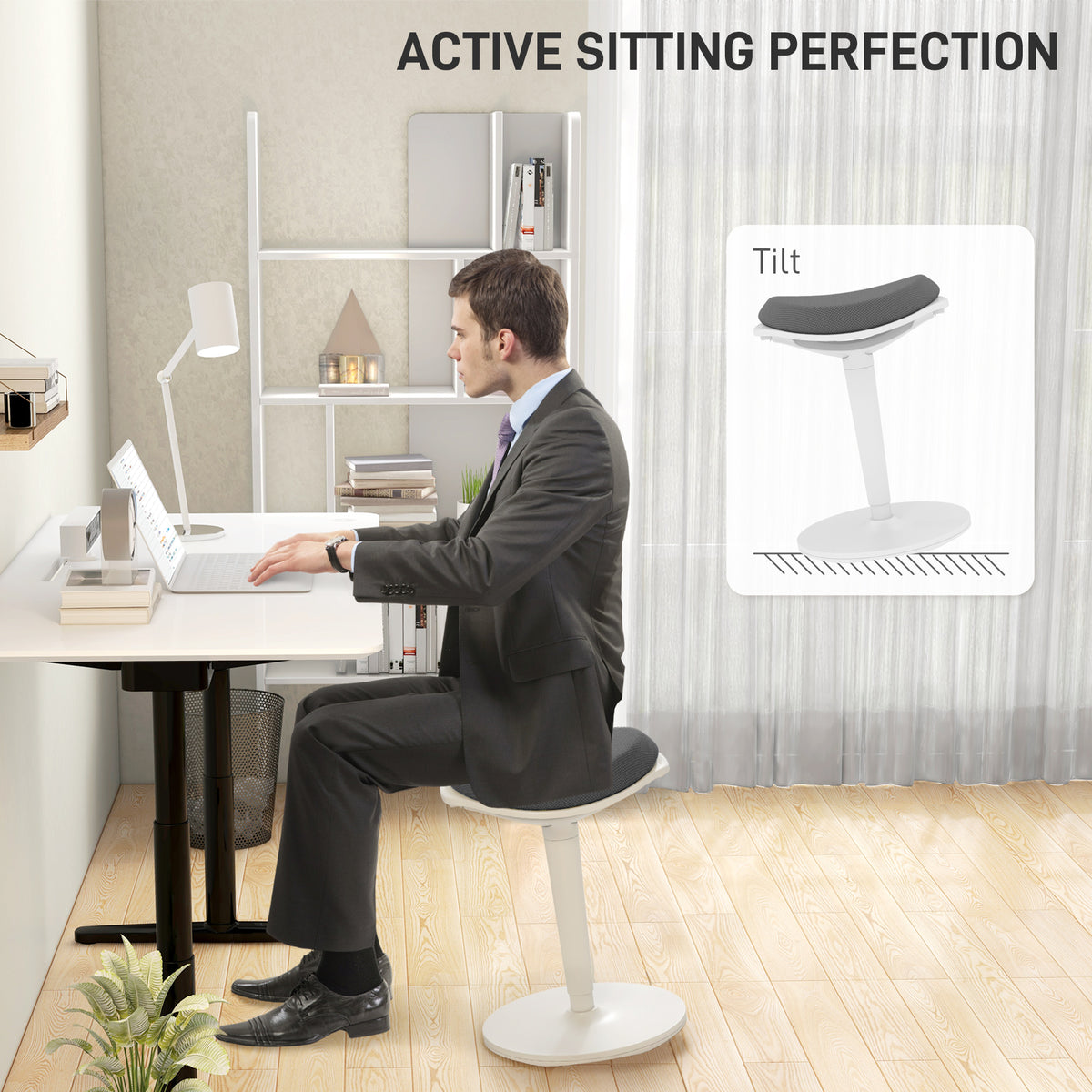 Standing Desk Stool, Ergonomic Wobble Chair, Grey