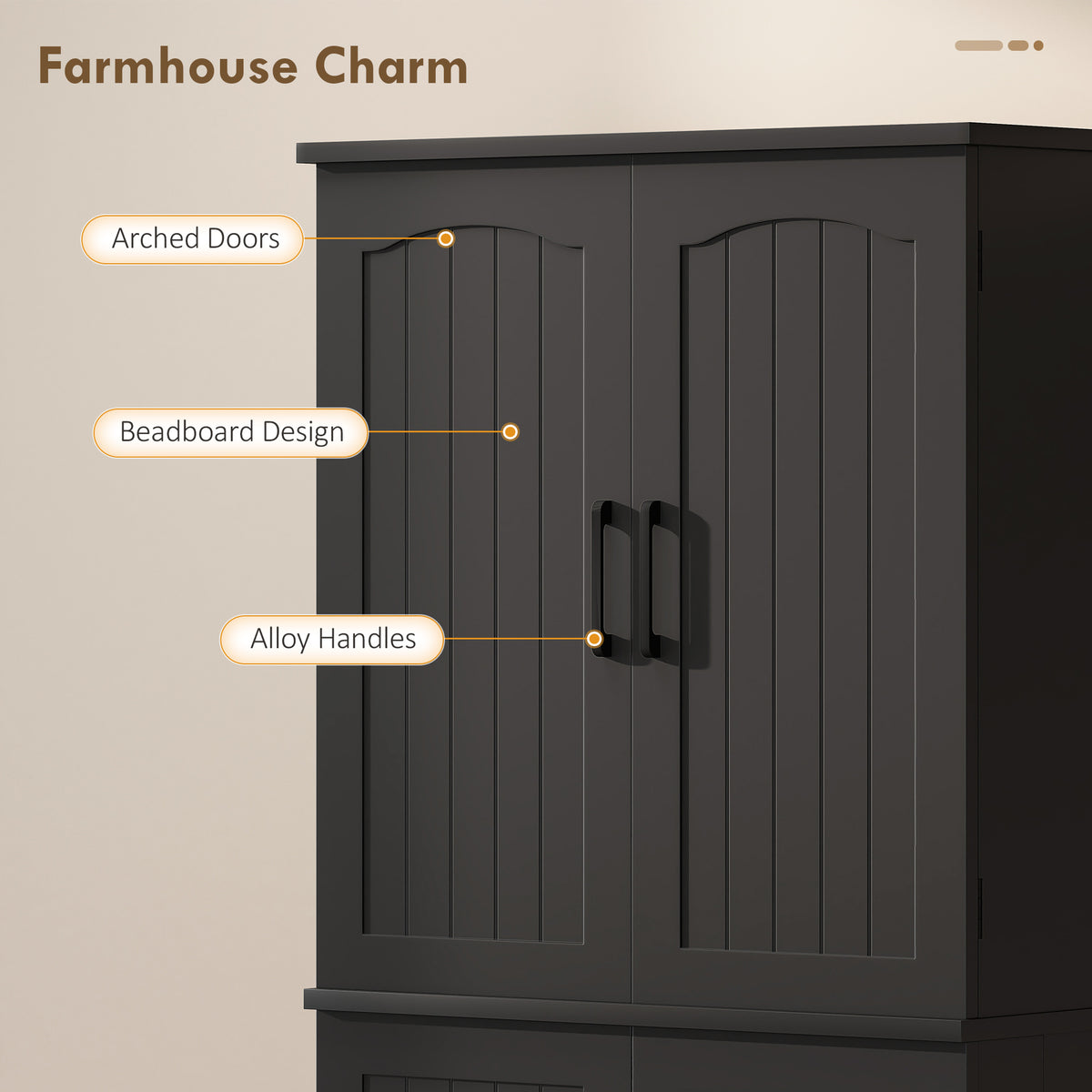 Storage Cabinet with Adjustable Shelves and 8 Door Spice Racks – 24"W x 64"H