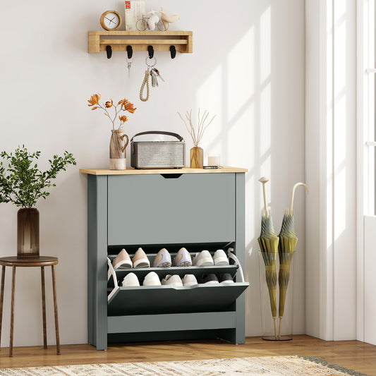 Shoe Storage Cabinet with 2 Flip Drawers – 28"W x 44"H