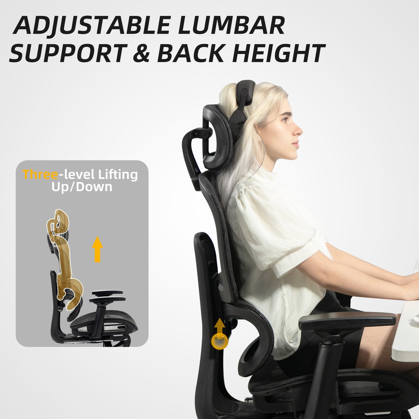 HOMCOM Ergonomic Mesh High-Back Office Chair with 3D Armrests, Lumbar Support, 135° Recline