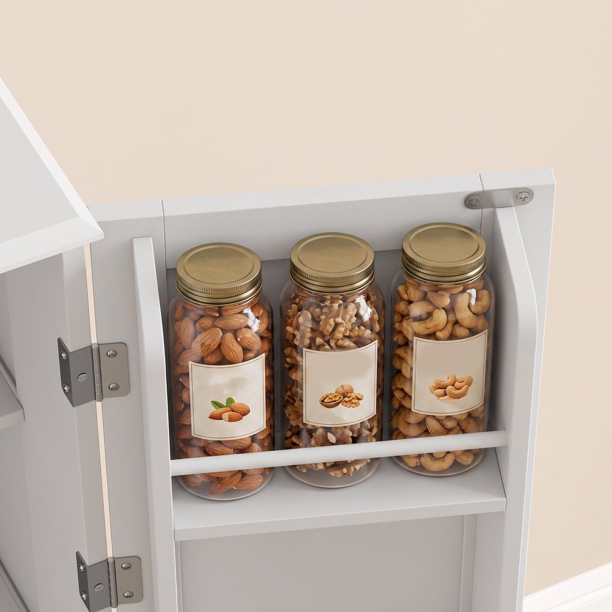 Farmhouse Kitchen Pantry with 6 Door Racks and 2 Drawers – 23"W x 47"H