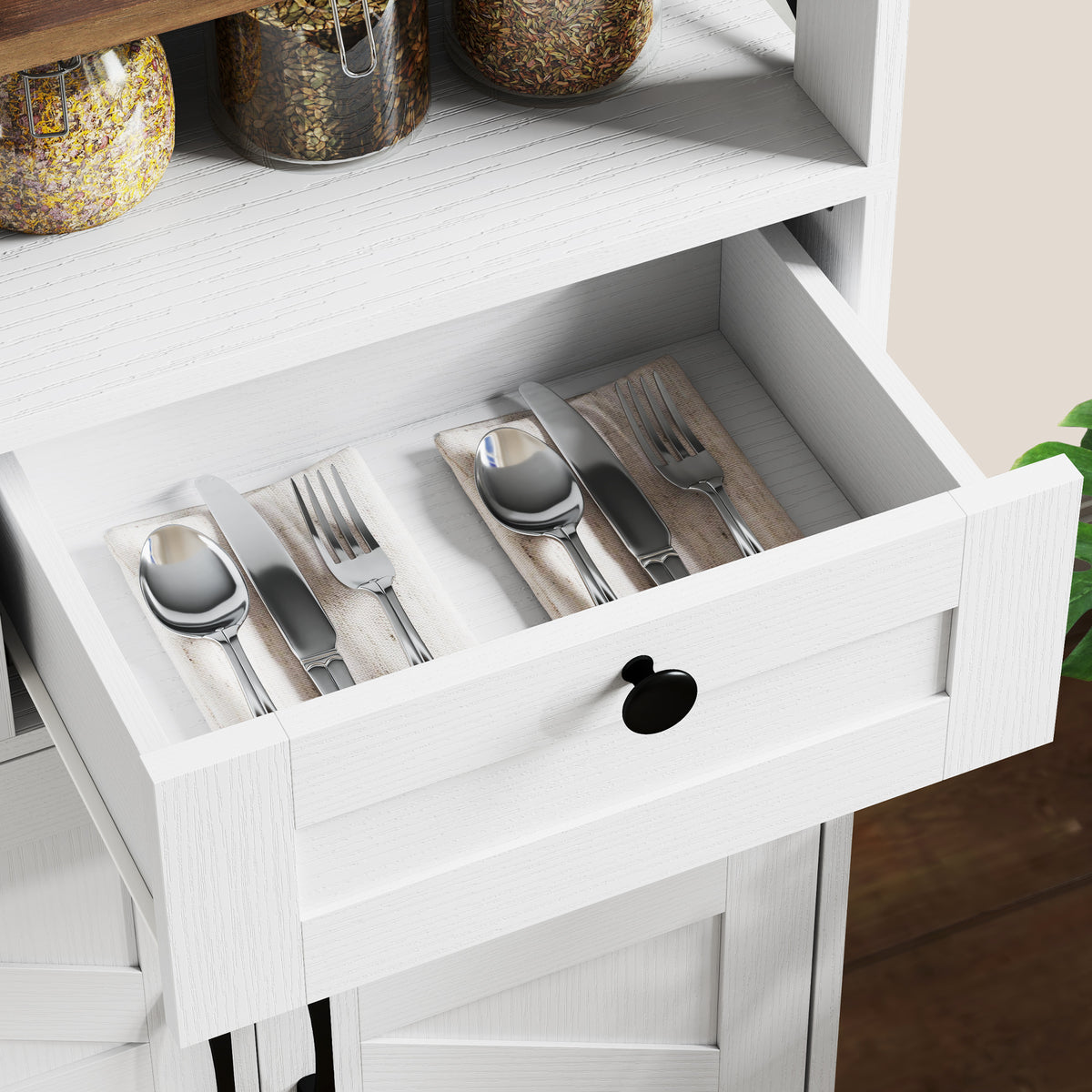 Buffet Cabinet with 4 Barn Doors and 3 Drawers – 47"W x 35"H