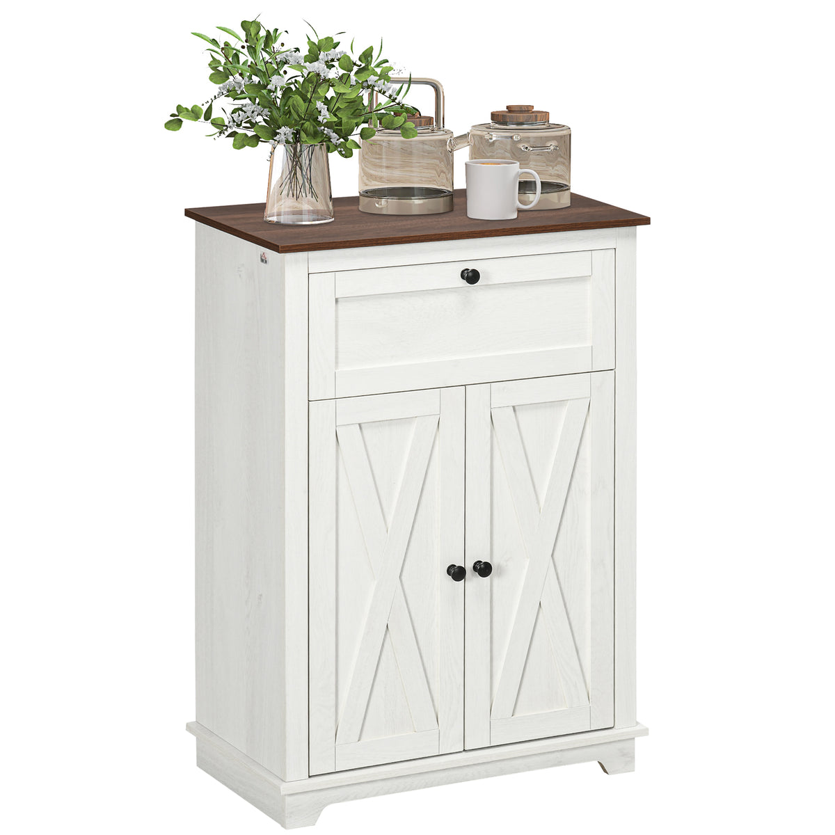 Farmhouse Sideboard Storage Cabinet with Doors and Drawer – 24"W x 35"H