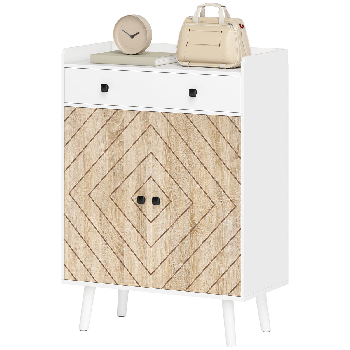Modern Entryway Shoe Cabinet with Adjustable Shelves – 28"W x 38"H