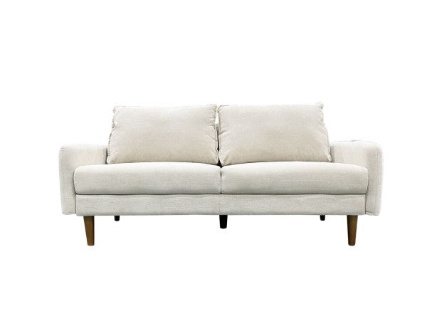 Modern Elegant Beige 3-Seater Sofa, Slim Arms, Splayed Legs