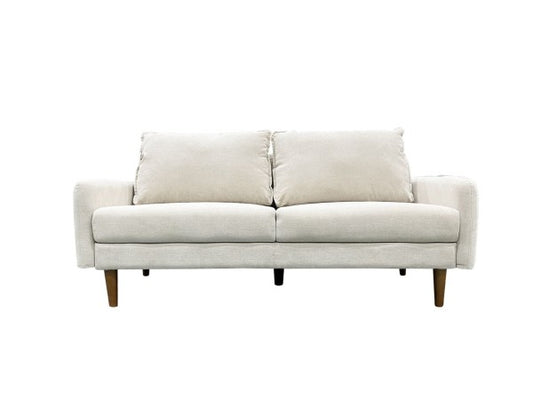 Modern Elegant Beige 3-Seater Sofa, Slim Arms, Splayed Legs