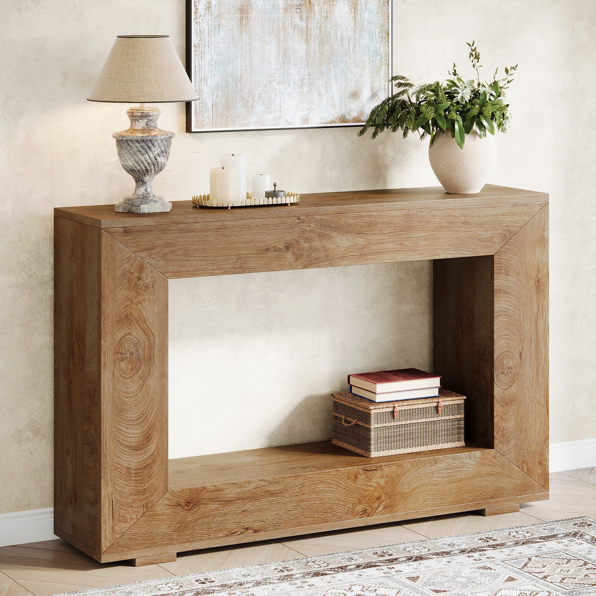 Farmhouse Console Table, 47" Wood Entryway Sofa Table with Storage
