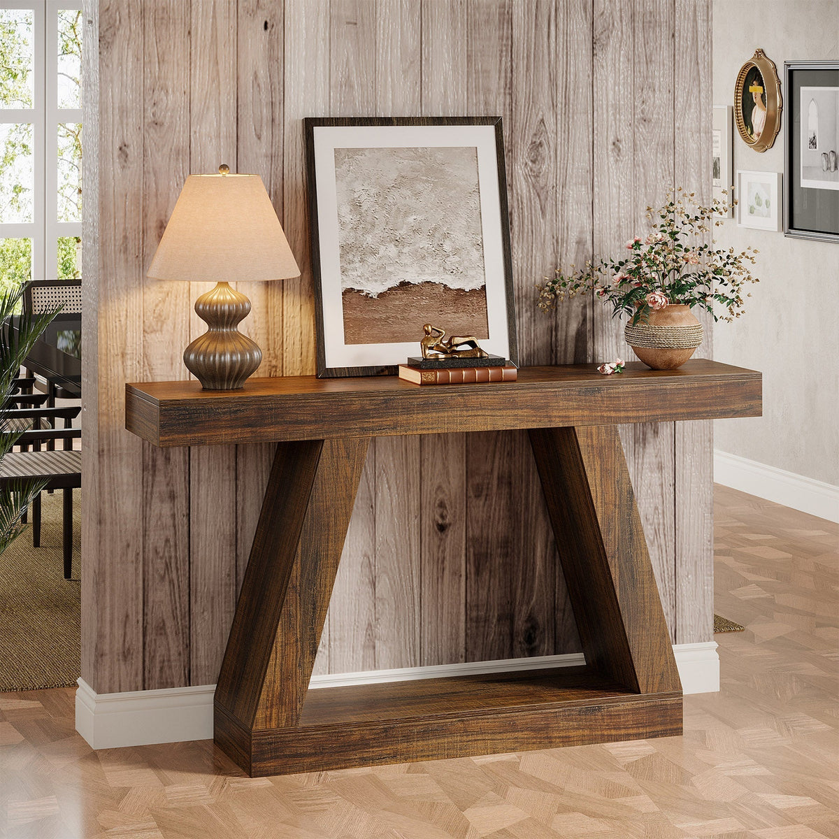 55" Console Table, Farmhouse EntryWay Sofa Table with Storage