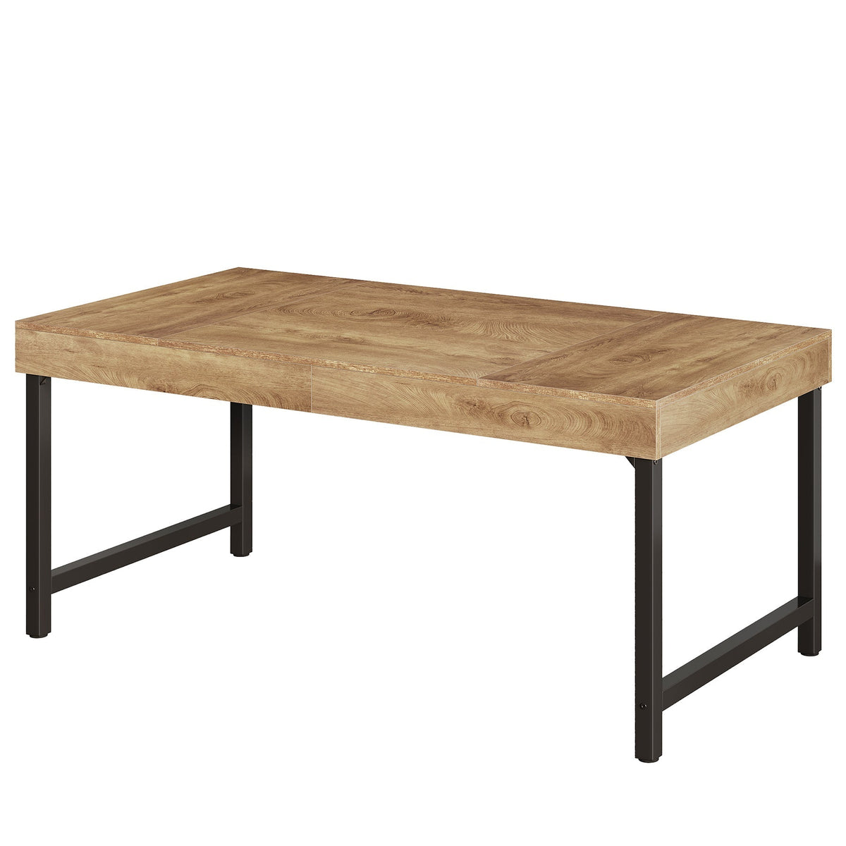 Farmhouse Dining Table, 55" Rectangular Kitchen Dinner Table for 4-6 People