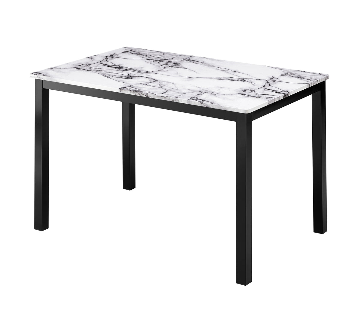 Faux Marble 5-Piece Dinette Set – Black Steel Frame