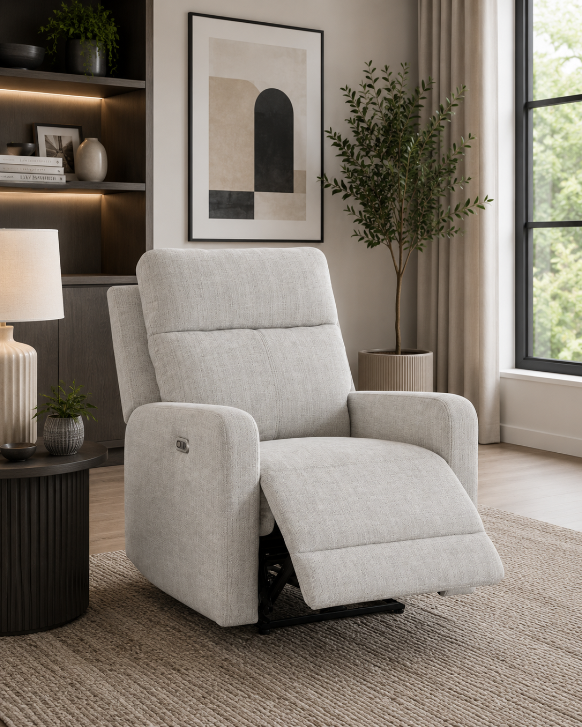 Upholstered Power Recliner – Oatmeal Milk