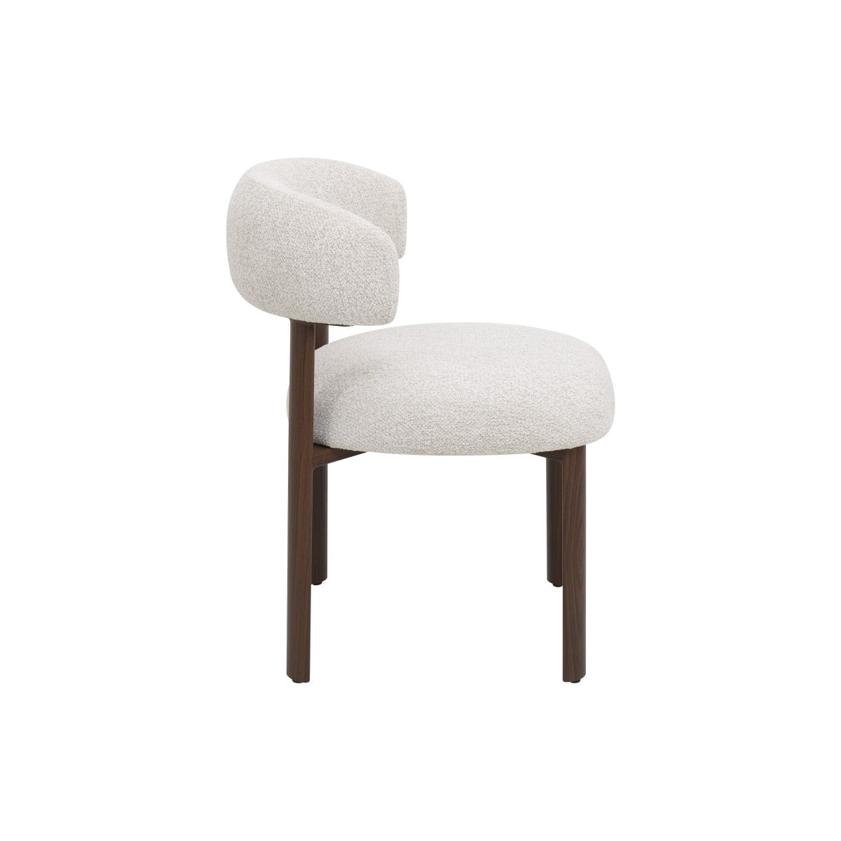 Curved Boucle Dining Chair, Set of 2 – Walnut/Beige