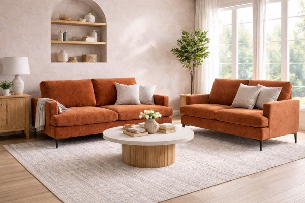 Brassex Terracotta Three-Seater Sofa