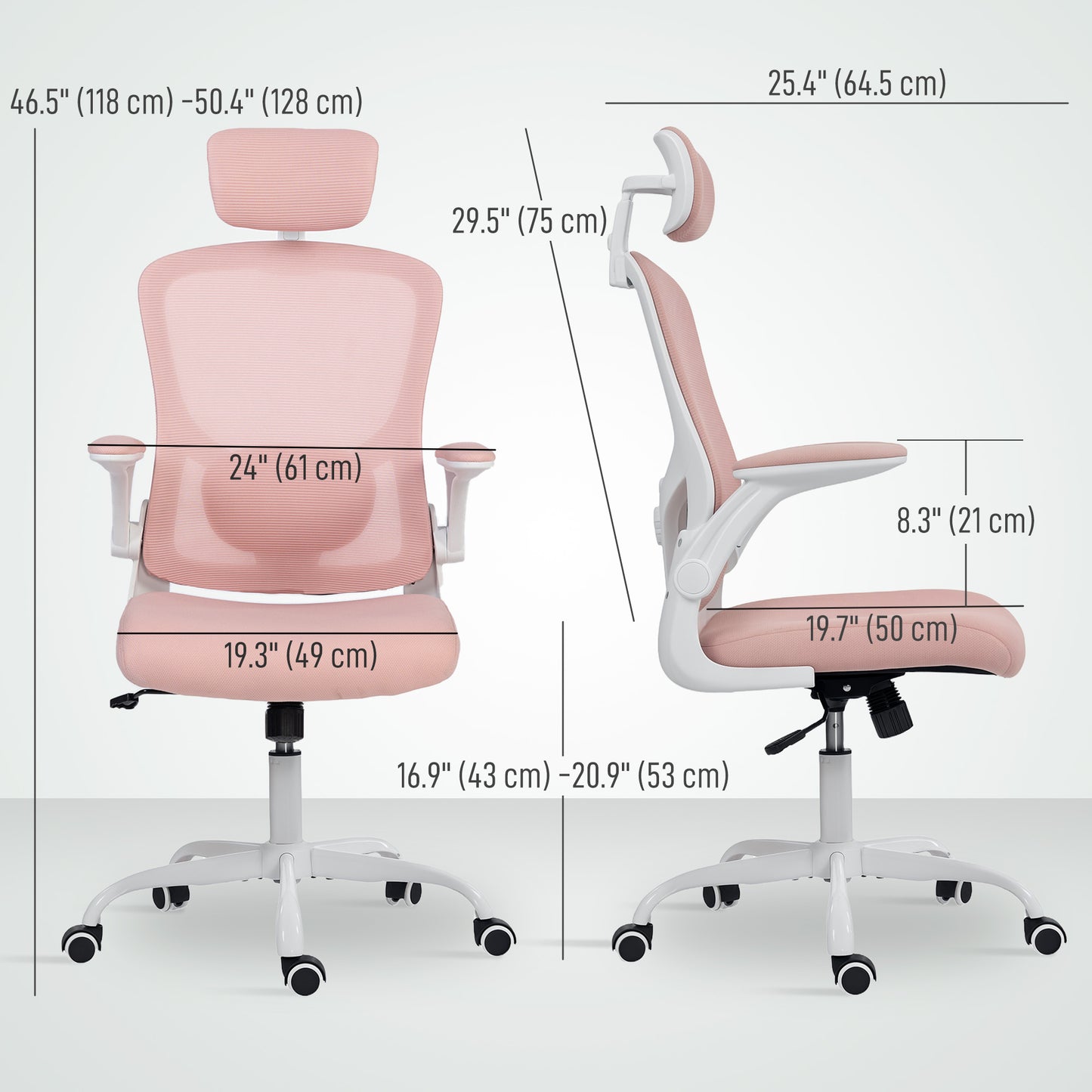 Ergonomic Mesh Office Chair: Adjustable Headrest, 4D Lumbar Support, Flip-Up Armrests