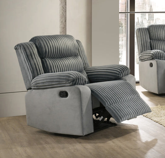 Brassex Romilly Series Grey Corduroy Fabric Power Recliner Chair, Plush Seating