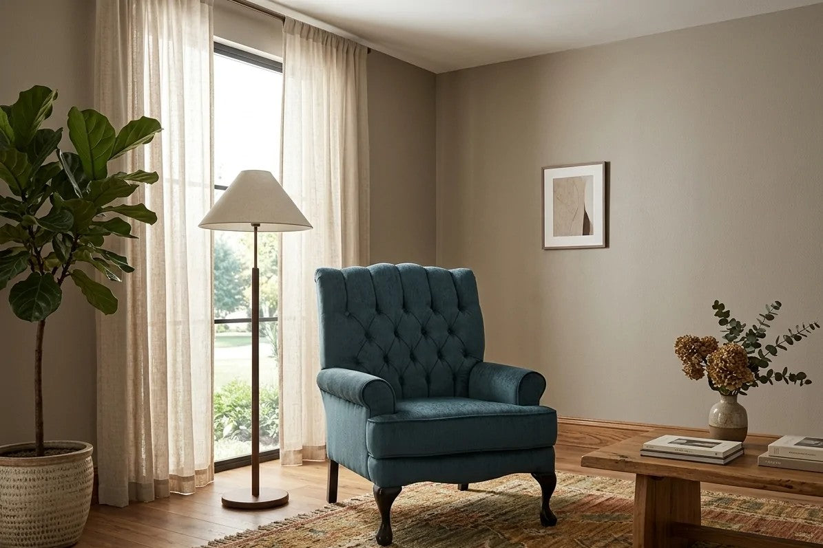 3500 Tufted Custom Accent Chair in a living room
