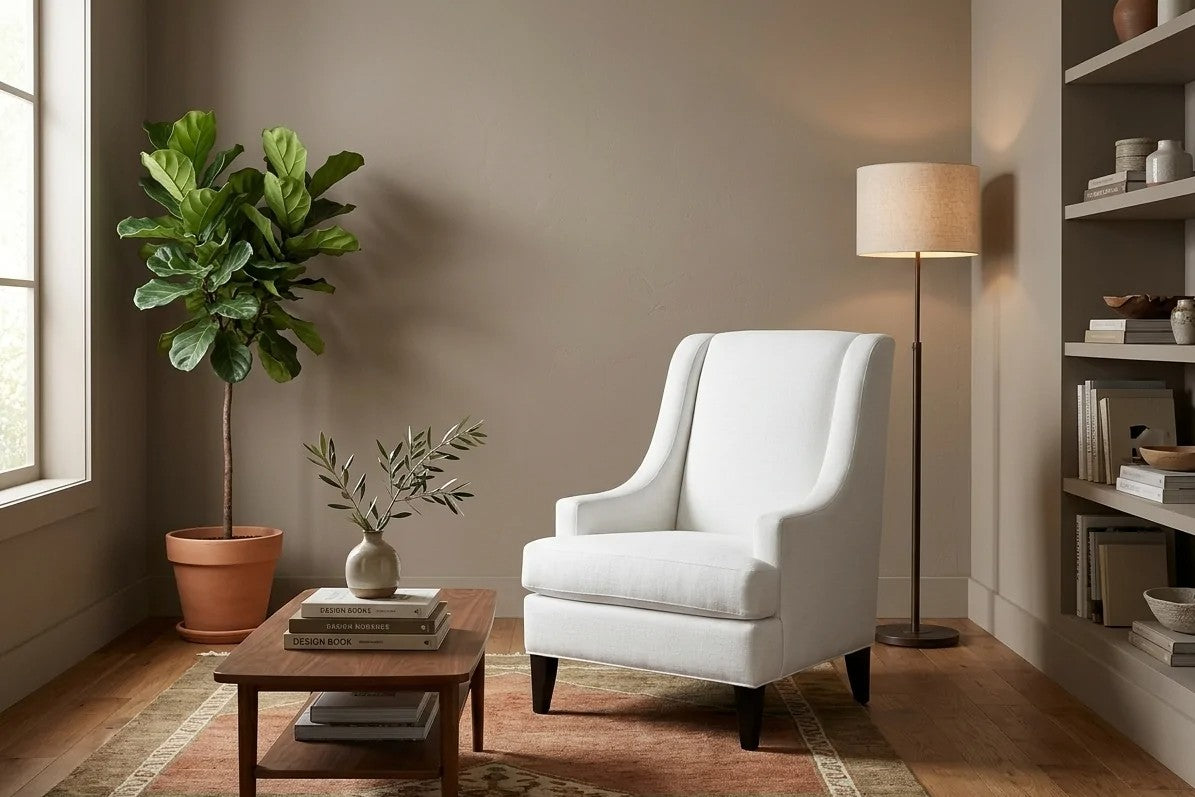 Amelia Custom Accent Chair in a living room