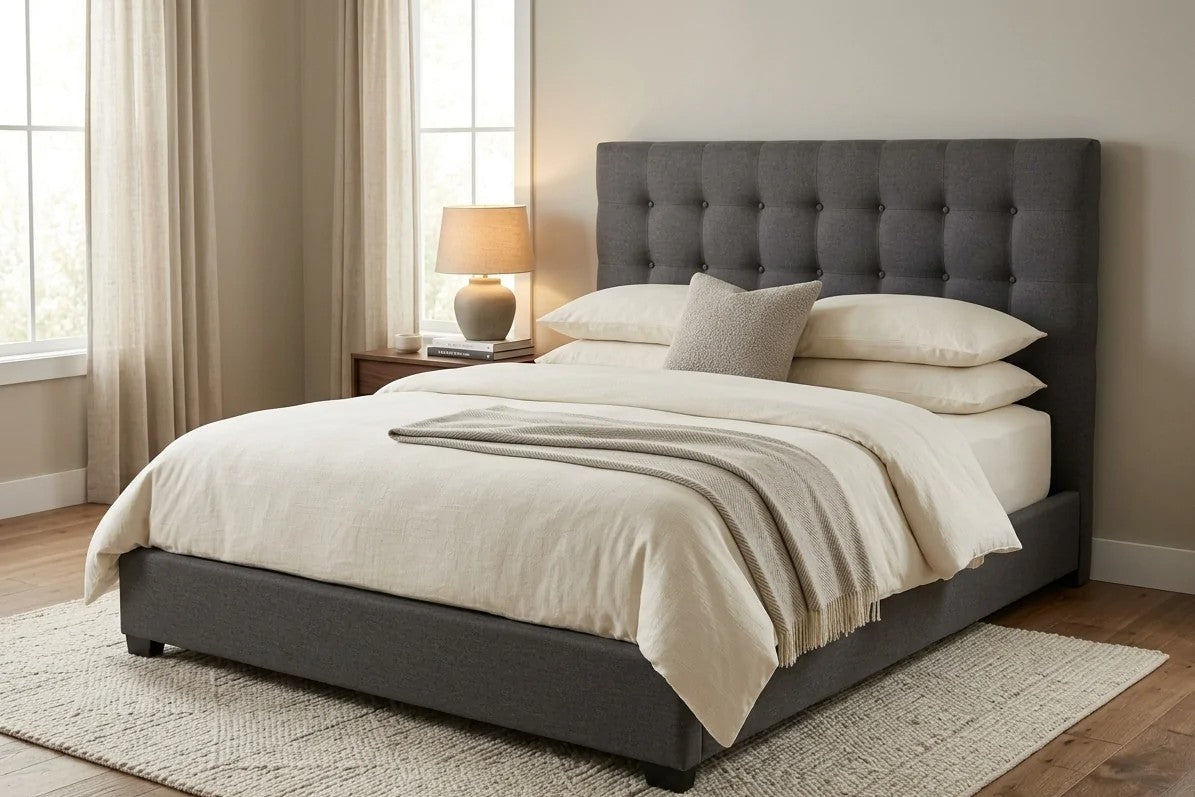Beyond Custom Upholstered Bed in a bedroom