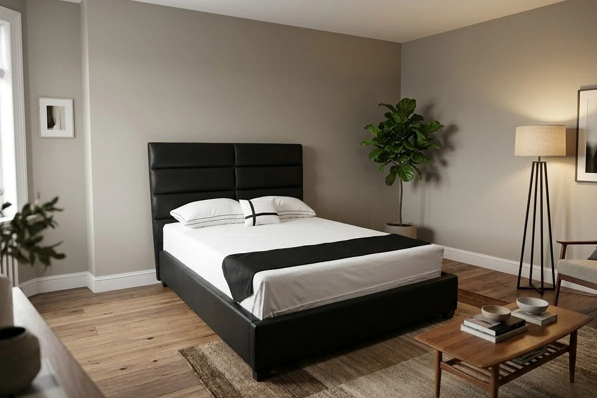Biway Custom Upholstered Bed in a bedroom