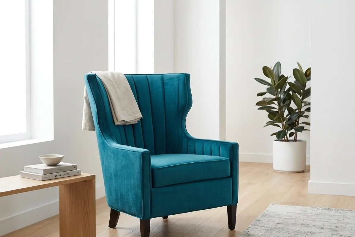Flora Custom Accent Chair in a living room