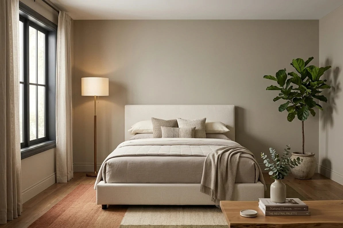 Summer Custom Upholstered Bed in a bedroom