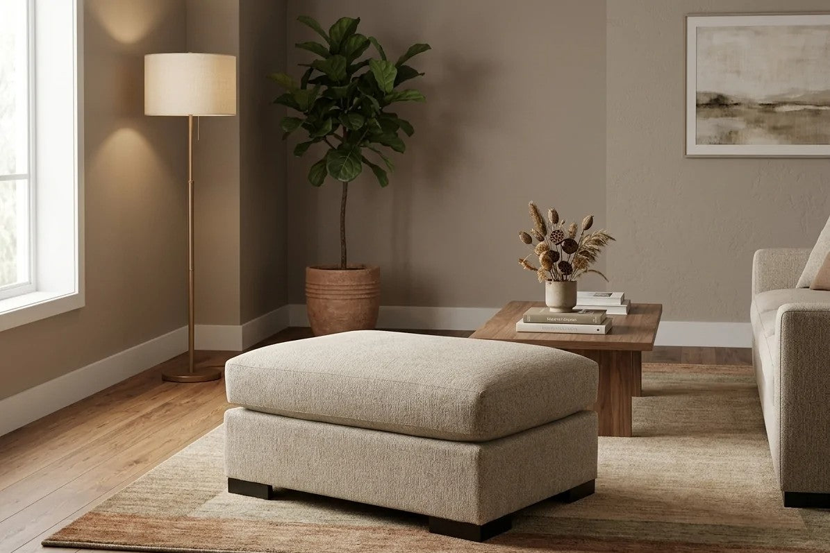 Varenna Custom Ottoman in a living room