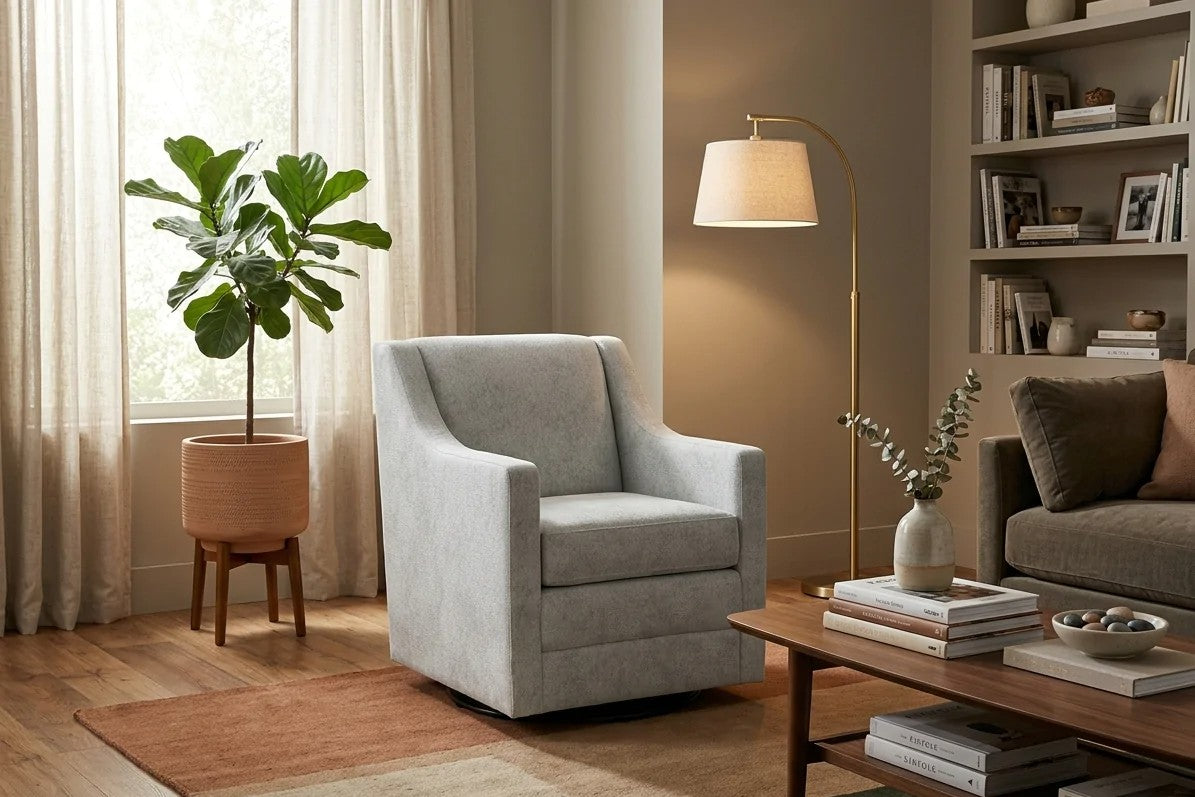 Vienna Swivel Custom Accent Chair in a living room