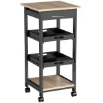 HOMCOM Kitchen Island Rolling Trolley Grey Utility Cart